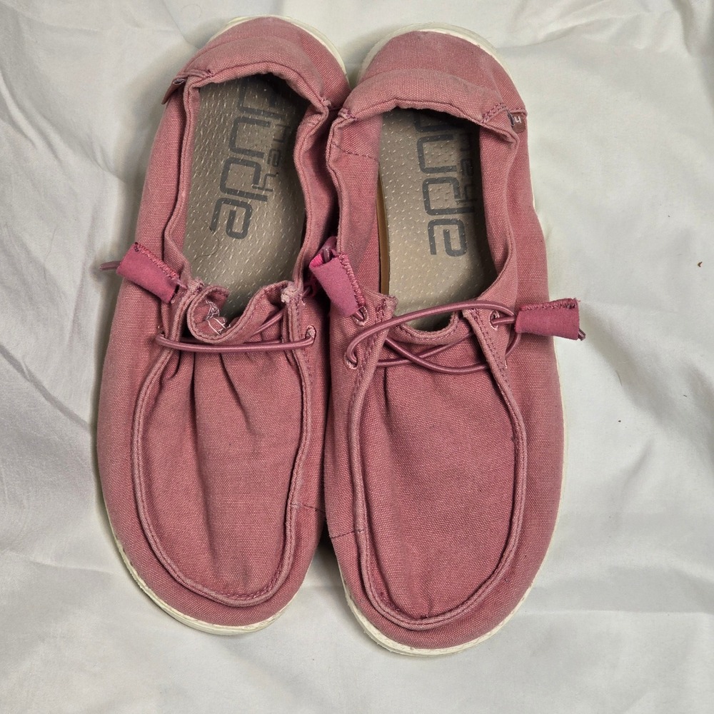Hey Dude Wendy Rose Loafers Kids Size 6 Pink Canvas Lightweight Casual Comfort